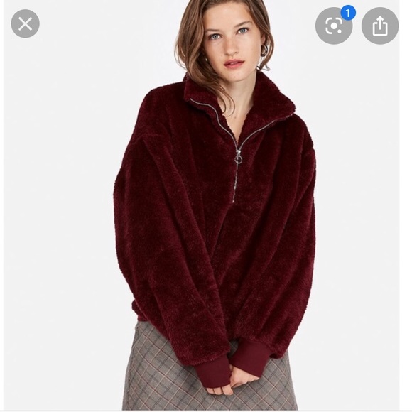 Express Sweaters - Express Fleece Quarter Zip Sweatshirt Maroon